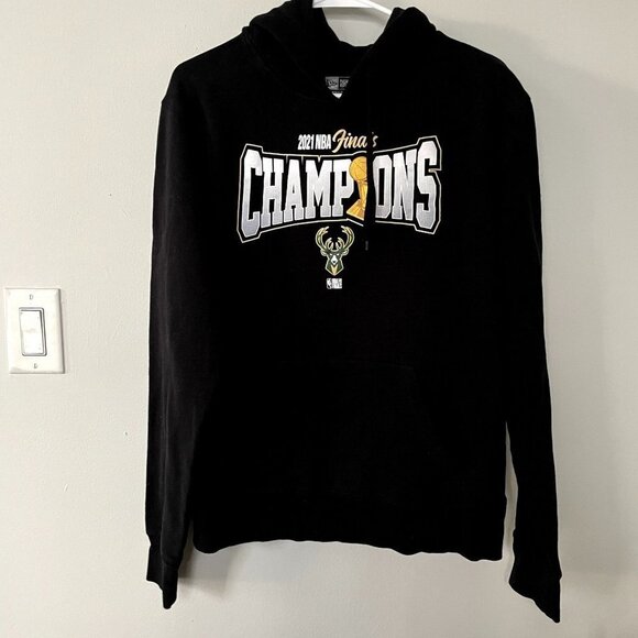 2021 NBA Finals Champions black hoodie sweatshirt men size medium - Picture 1 of 5